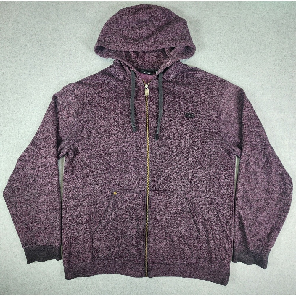 Vans Full Zip Hoodie Mens Large Heathered Purple Kangaroo Pockets Jacket "Flaw"